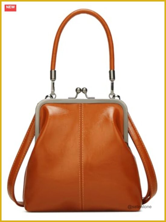 Handbags - Kiss Lock Crossbody Bag PU Leather Hobo Tote Purse Shoulder Bag Handbag Wallet